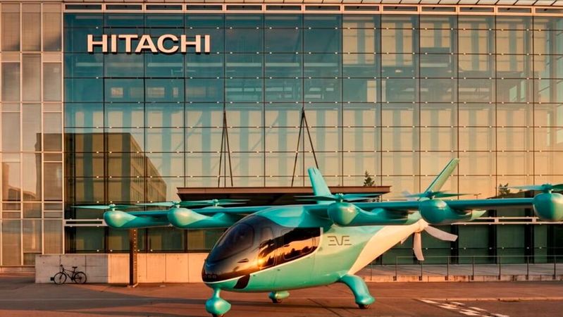 Hitachi and Eve Air Mobility have signed a memorandum of understanding regarding future collaboration in the field of vertiports.(Image: Hitachi)