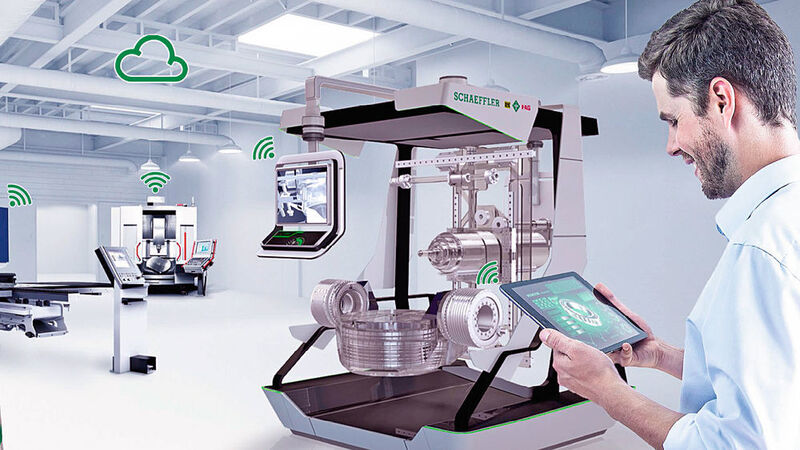 With Machine Tool 4.0, Schaeffler is moving along a start-to-finish path towards digitalised production. The data collected is evaluated both locally and in Schaeffler’s own cloud before sending the results back to the points on site. (Source: Schaeffler)
