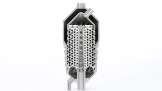 Die Formnext 2025 will Mitte November auch zeigen, wie man bestehende Hürden nehmen kann, um die Industrie nicht nur mit flott gefertigten Protoypen zu beglücken. EOS und n-Top haben dazu etwa diesen komplizierten Wärmetauscher entwickelt. Hier ein Lagebericht ... (Bild: EOS)