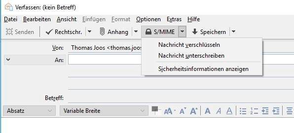 Nachdem der Assistent durchgearbeitet wurde, lassen sich E-Mails schnell und einfach verschlüsseln. (Th. Joos)