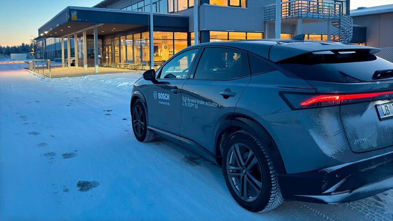 The test drive with brake-by-wire took the Bosch test team to the company's own winter test center Vaitoudden in Arjeplog, Sweden.(Image: Bosch)
