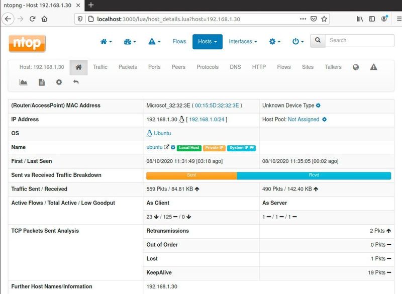 Beim Aufrufen der ausführlichen Informationen von Hosts wird ebenfalls das Betriebssystem angezeigt. (ntop / Joos)