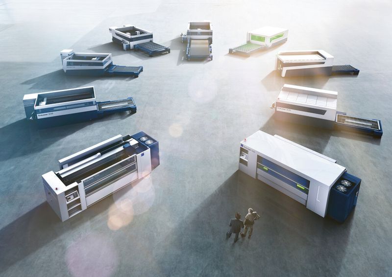 2-D-Lasermaschinen von Trumpf: Der Kunde hat die freie Wahl, denn in jeder Maschinenleistungsklasse sind Lasermaschinen mit CO2- und Festkörperlaser erhältlich. (Bild: Trumpf)