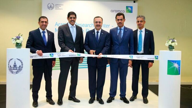 Saudi Aramco President and CEO Amin H. Nasser (second from left) at the groundbreaking ceremony of the new Research Center at the MSU Science Park. (Saudi Arabian Oil Co.)
