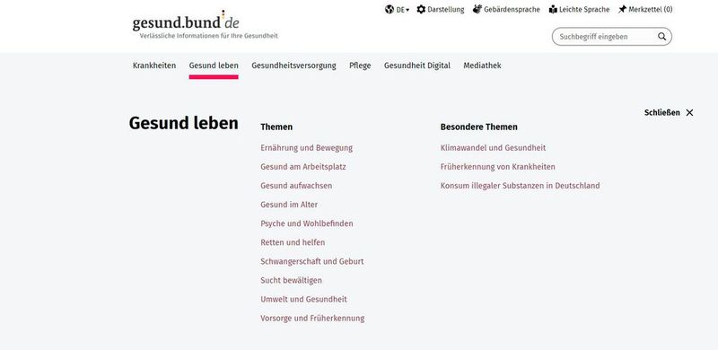Kategorie „Gesund leben“ (© www.gesund.bund.de)
