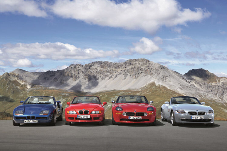BMW Z-Modelle (v. li.): Z1, Z3, Z8 und Z4. (Foto: BMW)