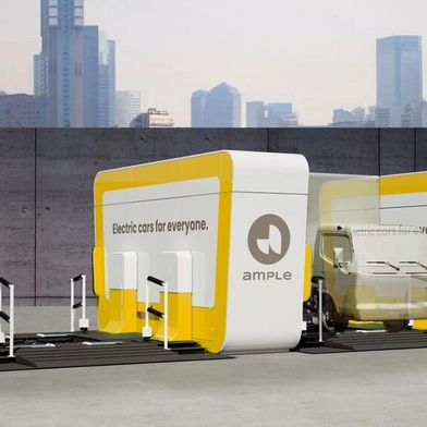 Testen in Tokio die Batteriewechseltechnik für Nutzfahrzeuge: Ample, Mitsubishi Fuso Truck and Bus Corporation, Mitsubishi Motors und Yamato Transport. (Bild: Ample)