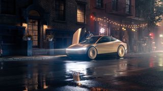 Das Cybercab kommt ohne Lenkrad und Pedale aus. 
 (Bild: Tesla)