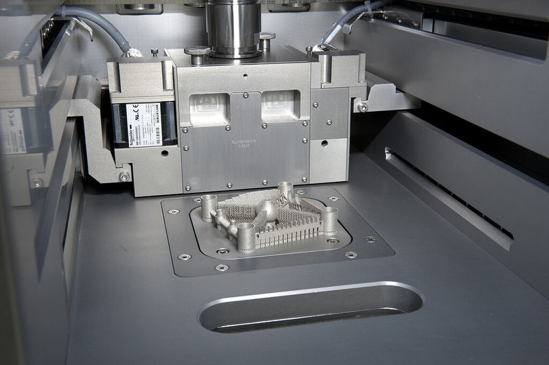 Die generative Strahlschmelzanlage SLM 500 HL in Aktion. (Bild: SLM Solution)