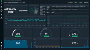 Infrastruktur- und Anwendungsmetriken in einem Dashboard: Checkmk 2.5 zeigt CPU- und Speicherauslastung eines Kubernetes-Pods neben RED-Metriken (Requests, Error Rate, Latency) des zugehörigen Payment-Service. (Bild: Checkmk)