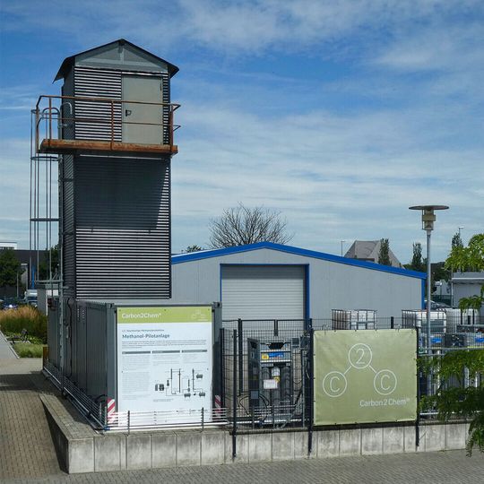 Blick auf die Methanolanlage an ihrem bisherigen Standort am Fraunhofer Umsicht in Oberhausen. Blick auf die Methanolanlage an ihrem bisherigen Standort am Fraunhofer Umsicht in Oberhausen.