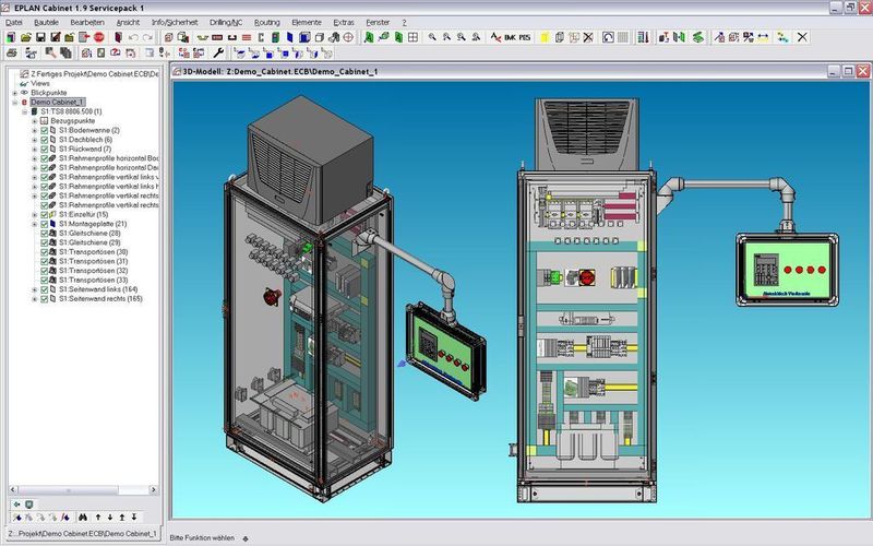 Auf Grundlage der elektrotechnischen Dokumentation und unter Berücksichtigung vorhandener Herstellerdaten wird das Gehäuse mit seinen Zubehörteilen als 3D-Prototyp konfiguriert. Bild: Eplan (Archiv: Vogel Business Media)