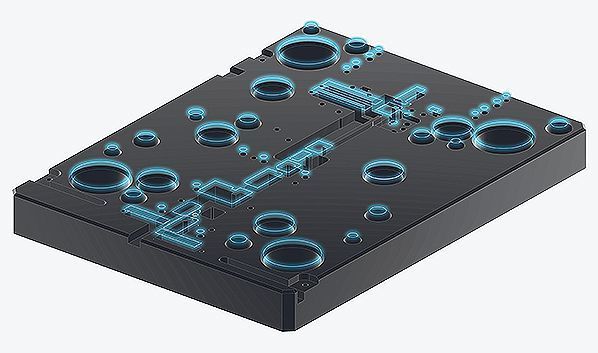 Feature-Erkennung in Opticam: Bauteile analysieren, erodierbare Geometrien erkennen und zeitgleich deren Bearbeitung erstellen. (Camtek)