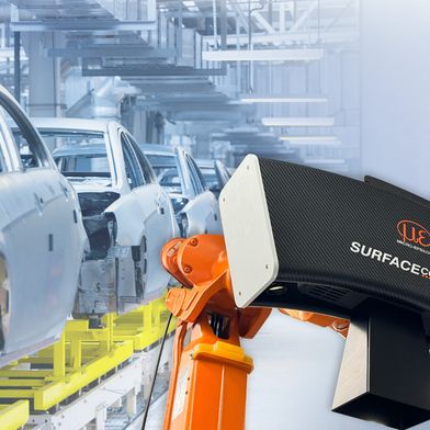 Mit Surfacecontrol Automotive bietet Micro-Epsilon ein roboterbasiertes Inspektionssystem zur vollautomatischen Oberflächenprüfung von Roh-Karosserien (Body-in-White).  (Bild: Micro-Epsilon Messtechnik GmbH & Co. KG)