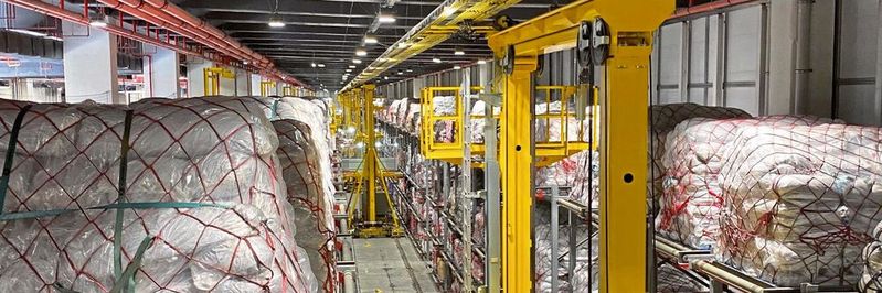 Erst kürzlich hat Lödige Industries das Luftfrachtterminal namens „Smartist“ für Turkish Cargo in Istanbul realisiert.(Bild:  Lödige Industries)