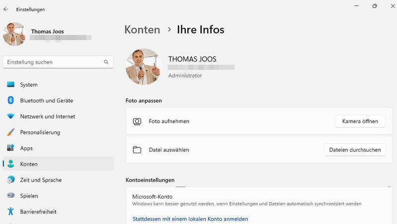Wer Windows 11 ohne Microsoft-Konto nutzt, verzichtet auf Cloud-Zwang, gewinnt Datenschutz und reduziert Angriffsflächen. Vorteile, Nachteile und Umstellung im Überblick.(Bild:  Joos)