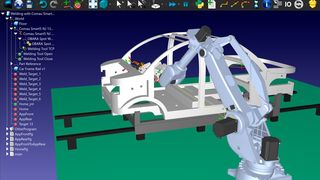 Comau and Robodk combine their expertise to push the boundaries of what's possible with embedded capabilities in robots, it is said. The image shows a robot system simulation created in this way. Read here what this is supposed to bring to the industry ... (Image:Robodk/Comau)