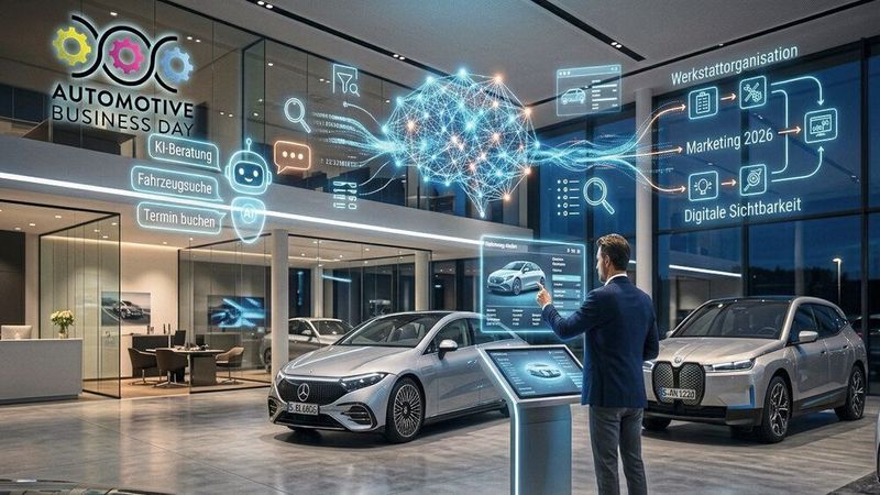 Am Nachmittag des Automotive Business Day 2026 dreht es sich in einem ganzen thematischen Strang um KI und Digitalisierung in Sales und teils auch in Aftersales.(Bild:  Gemini / Flash Image / KI-generiert)
