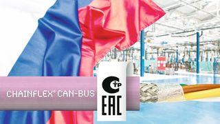 Für hochdynamische Energieketteneinsätze hat Igus jetzt eine CAN-Busleitung entwickelt. Die Leitung mit EAC- und CTP-Zertifikat vereinfacht den Handel auf dem russischen Markt.  (Igus)