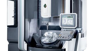 Bild 1: Werkstücke mit einer Länge bis 1200 mm und einem Gewicht bis 2000 kg kann das Bearbeitungszentrum DMU 85 Monoblock in der Drei-Achs-Ausführung aufnehmen. In der fünfachsigen Version ist ein Durchmesser von 1040 mm möglich, bei einem Teilegewicht bis zu 1500 kg.  (Bild: Gildemeister)