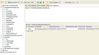 Liquibase legt die Tabellen DATABASECHANGELOG und DATABASECHANGELOGLOCK automatisch an. (Bild: Koller)