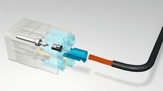 Bild 1: Prinzipdarstellung der Han-Quick-Lock-Anschlusstechnik.  (Bild: Harting)