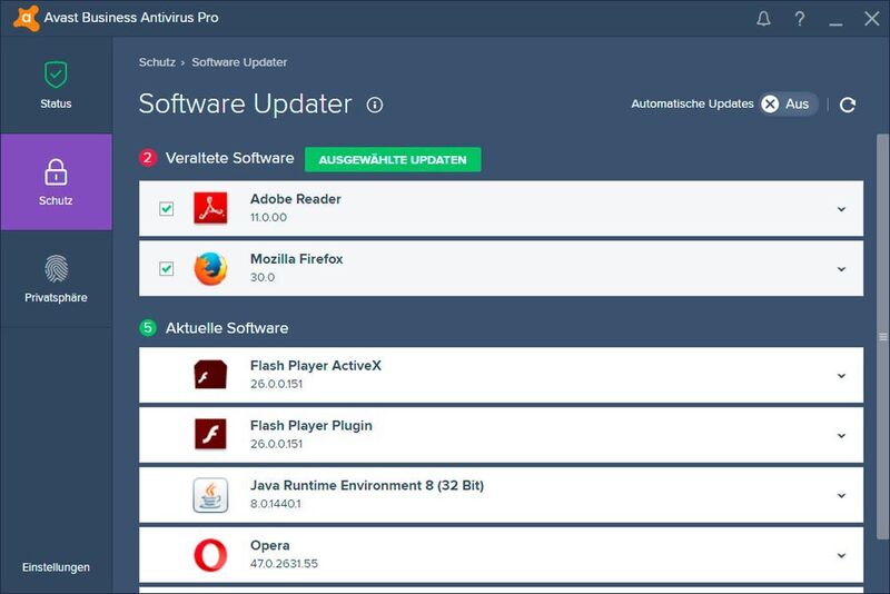 „Avast Business Antivirus Pro“ beinhaltet auch einen Software Updater. (Avast)
