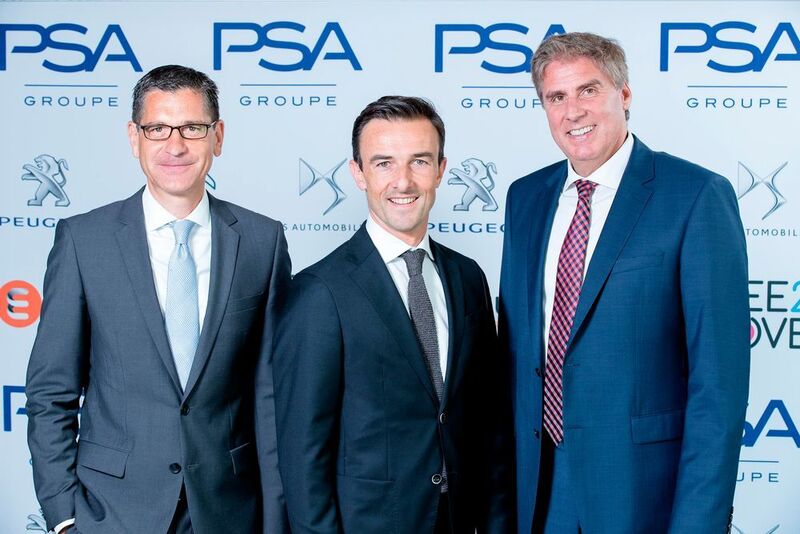 Generaldirektor Albéric Chopelin (Mitte) hat mit Clemens Spiegelhalder (li.) und Wilfried Völsgen zwei neue Direktoren im PSA-Team. (PSA/Grabosch)