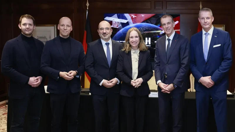 Representatives of Helsing, Kongsberg, Hensoldt, Isar Aerospace and German and Norwegian government officials at the signing of the cooperation agreement for the joint space-based ISR initiative.(Source:  Helsing AI)