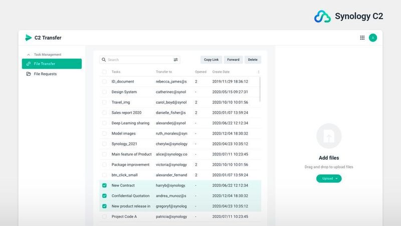 Mit C2 Transfer bietet Synology einen Dienst an, der Daten externen Nutzern kontrolliert zur Verfügung stellt. (Synology)