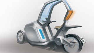 Das visualisierte Lastenrad mit dem Fuel Cell Power Pack (FCPP) links unter dem Lenkrad. (DLR)