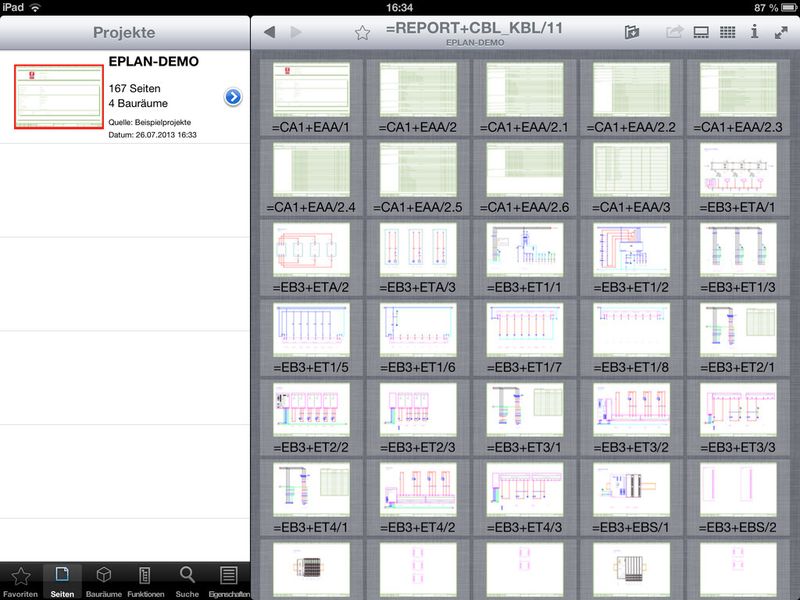 Ein Servicetechniker kann direkt auf Projekt-, Seiten- und Betriebsmittelinformationen zugreifen. (Eplan)