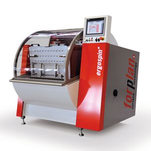 Die Ergospin ist eine neuartige Planeten-Gleitschliffanlage von Forplan mit Fokus auf eine maximale Einflussnahme auf den Polierprozess.(Bild:  Forplan)