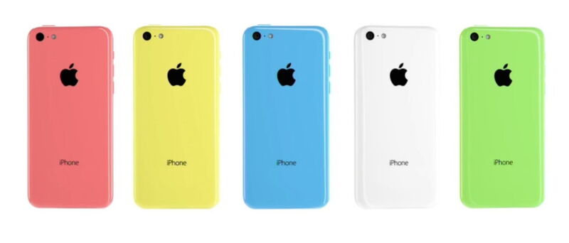 Hier noch mal die komplette Farbpalette des iPhone 5C in der Rücken-Ansicht. (Bild: Apple)