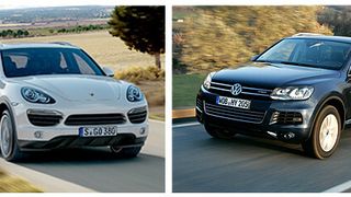 Obwohl beide Modelle über einen identischen Hybridantrieb verfügen, benötigt der Porsche Cayenne S Hybrid rund 20 Prozent weniger Treibstoff als der Volkswagen Touareg Hybrid. Der Grund ist eine Software-Applikation, die die Zuffenhausener selbst entwickelt haben. (Foto: Porsche, Volkswagen; Montage: Automobil Industrie)