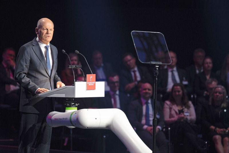 Hannover Messe 2025: Kanzler Scholz wirbt in seiner Rede um freien Welthandel. (Bild: Rainer Jensen)