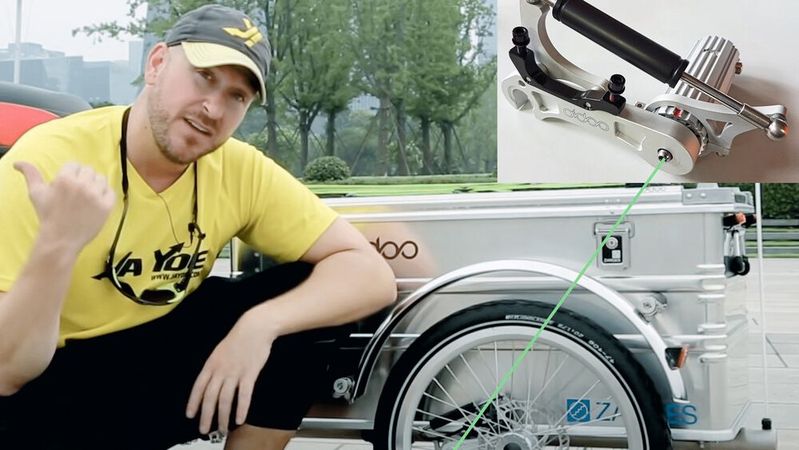 Konstruktion von High-end-Fahrradanhängern mit Ölbremsen bewährt sich in der Praxis durch perfekte Straßenlage – auch bei Weltreisenden wie Matthew Galat.(Bild:  Aidoo e. K.)