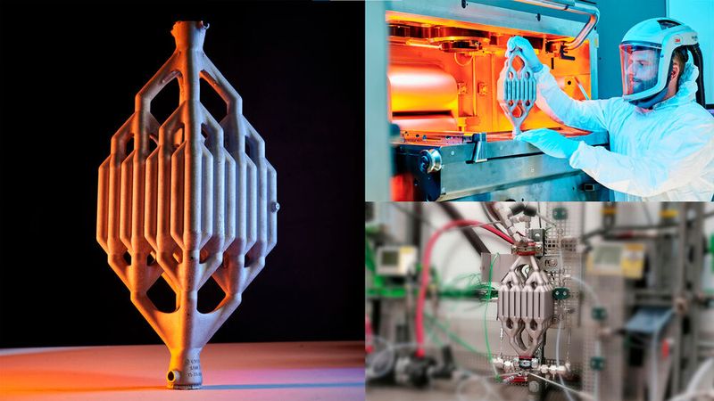 Reaktorsystem für die chemische Synthese pharmazeutischer Wirkstoffe, das stark exotherme Reaktionen bei Kühlmitteltemperaturen von ca. - 20 °C statt - 70 °C ermöglicht, entsprechend einer Energieeinsparung von bis zu 50 Prozent, bei gleichzeitig ca. 50 Prozent weniger Lösungsmittel als im konventionellen Prozess (Zulassung gemäß Europäischer Druckgeräterichtlinie 2014/68/EU). (Bild:  Evonik Industries)