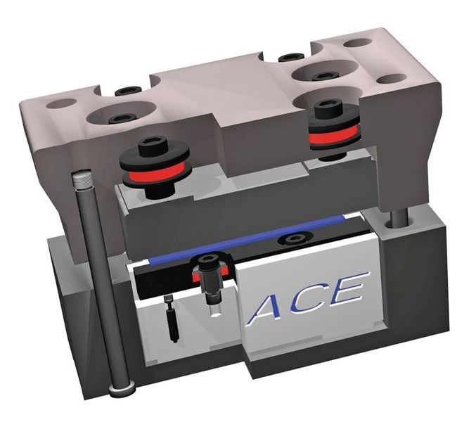 Das 3D-Modell von ACE zeigt seine Dämpfungselemente für Pressenwerkzeuge aus Co-Polyester-Elastomer. (ACE; H. Stecher, plus2)