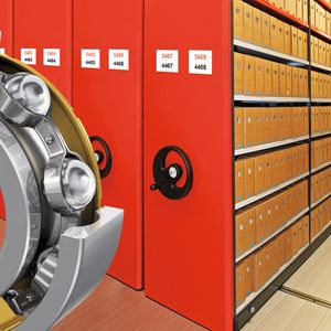 Bild 1: Die staubgeschützen Rillenkugellager sorgen in den Bodenführungen verfahrbarer Regalsysteme für eine Bedienung mit geringem Kraftaufwand.