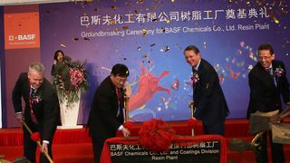 Die BASF hat den ersten Spatenstich für eine neue Harzfabrik im chinesischen Schanghai gesetzt. (Bild: BASF)