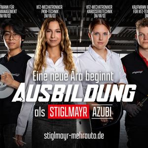 Echte Gesichter statt Hochglanz-Marketing: Das Stiglmayr-Banner zeigt vier Azubis als Botschafter für die Ausbildung im Unternehmen.(Bild:  Stiglmayr)