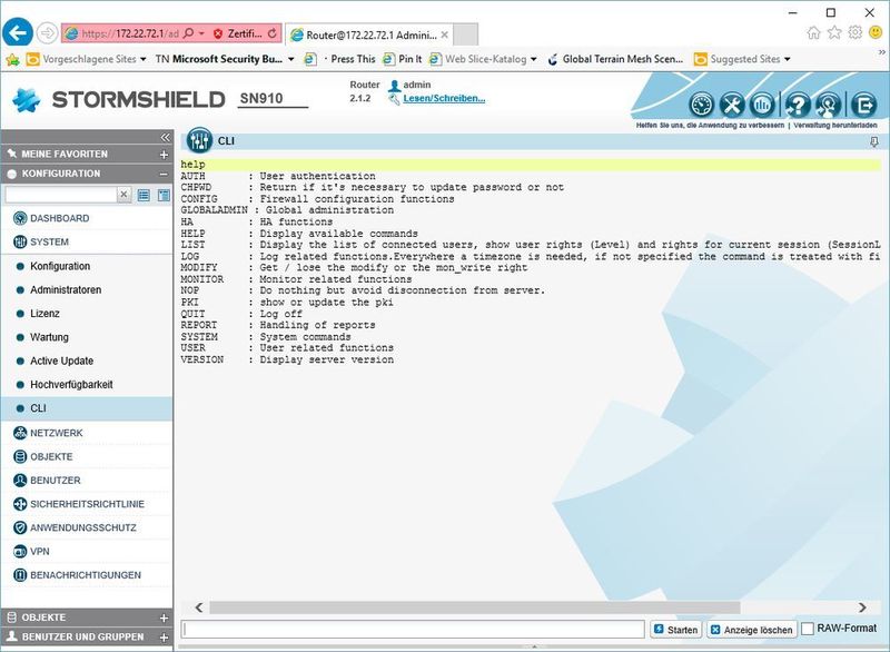 Über das Command Line Interface des Administrationswerkzeugs können die Verantwortlichen die Appliance per Kommandozeile im Browser verwalten. (Bild: Götz Güttich)