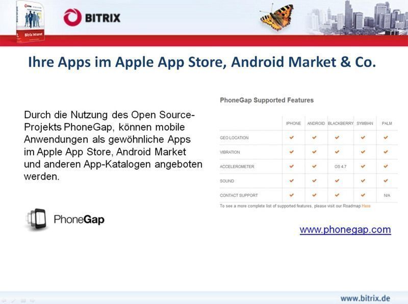 Über das Open Source Mobile Framework PhoneGap können mobile Anwendungen als Apps in diversen App Stores und Marketplaces angeboten werden. (Archiv: Vogel Business Media)