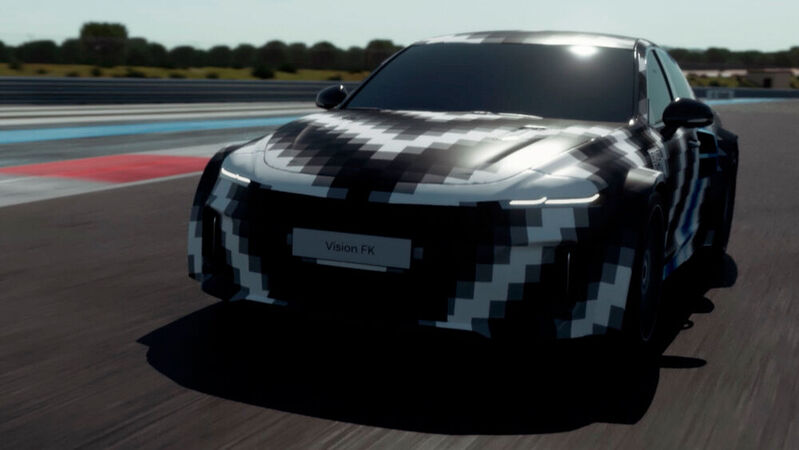 Der Hybrid-Sportwagen Vision FK beschleunigt in vier Sekunden von 0 auf 100 Stundenkilometer.