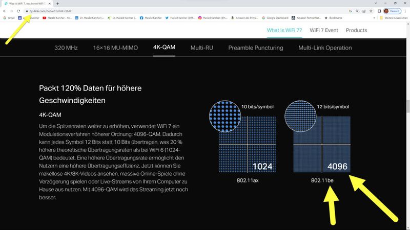 Höhere QAM-Stufen bringen mehr Datendurchsatz. 4K-QAM funktioniert aber nur auf sehr kurze Distanz. (Bild: Karcher - TP-Link)