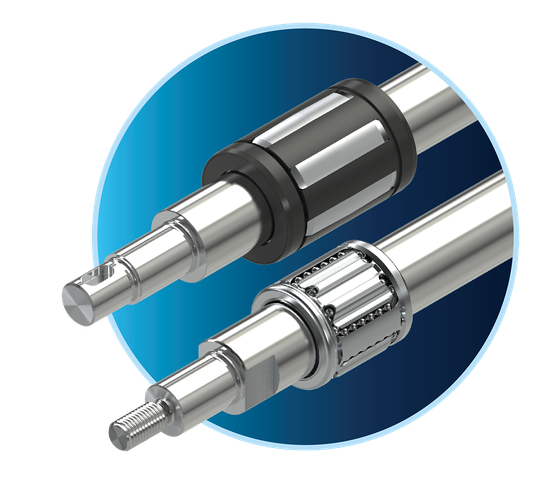 Kugelbüchsen sind leichtgängig, kostengünstig sowie einfach abzudichten, einzubauen und zu reinigen. (Bild:  Bosch Rexroth)
