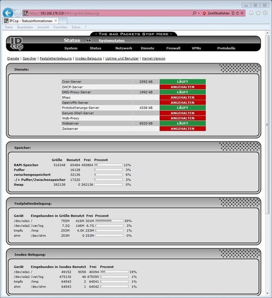 Abbildung 9: Mit der Linux-Firewall IPCop lassen sich auch Windows-Netzwerk absichern. (Bild: Joos)