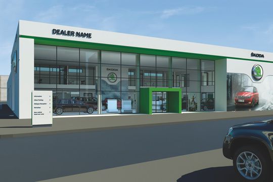 Skoda hat das künftige Aussehen seiner Handelsbetriebe auf dem Genfer Salon einem breiten Publikum vorgestellt. (Archiv: Vogel Business Media)