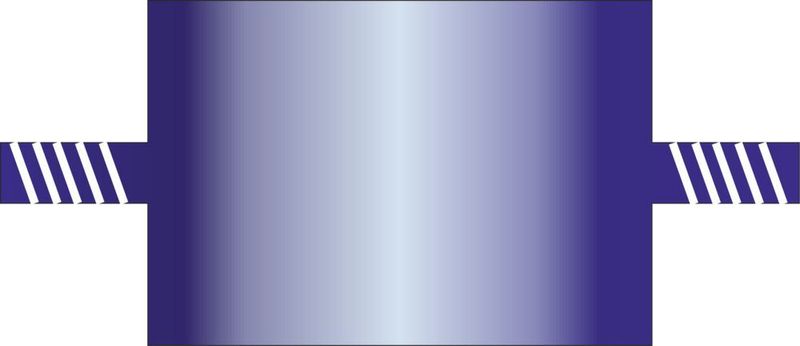 Ein 3D-gedruckter Schwingungsdämpfer kann außen härter (blaue Färbung) und nach innen immer weicher (weiße Färbung) werden. (Ralf Steck)